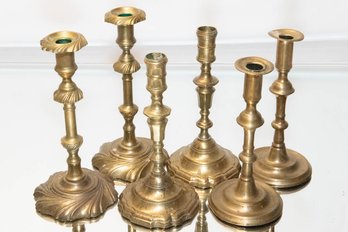 Lot Of Deco Brass Candle Holders