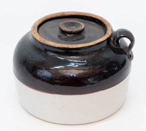 Vintage Brown And White Glaze Bean Pot