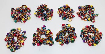 Set Of 8 Festive Bead Yarn And Napkins Rings