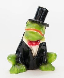 Vintage Ceramic Dapper Black Tuxedo Frog