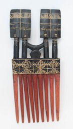 Large African Wood Hair Comb Hanging Decor