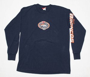 1990s Denver Broncos Logo Graphic Long Sleeve Shirt Size Large