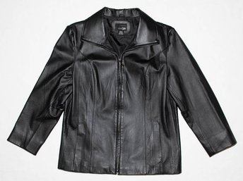 East Fifth Ladies Genuine Black Leather Jacket Size Large