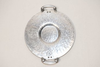 16.5' Hand Wrought Continental Hammered Aluminum Round Server