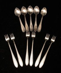 Viceroy Plate Cocktail Forks And Bowey's Winthrop Silver Plate Dessert Spoons