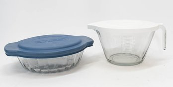 Pampered Chef 8 Cup Batter Bowl And Anchor Hocking 2qt. Bowl With Lids