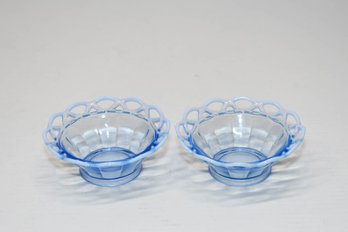 Imperial Glass Blue Opalescent Lace Edge Bowls