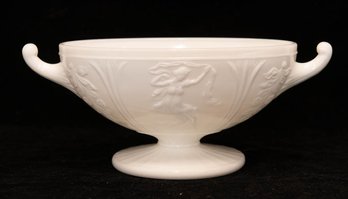 Milk Glass Nymph Footed Bowl