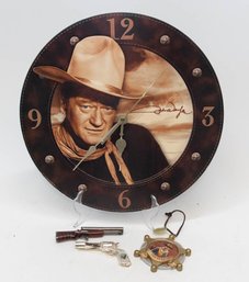 John Wayne Wall Clock, Ornament And Small Guns