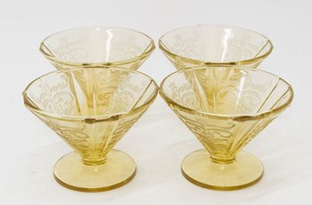 1930s Federal Glass Madrid Amber Depression Glass Sherbet Glasses (4)