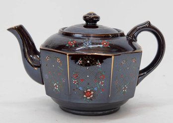 Vintage Brown Betty Moriage Enamel Hand Painted Teapot Made In Japan