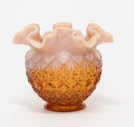 Fenton Old Virginia Glass Honey Amber Opalescent Vase