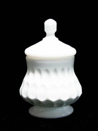 Fenton Milk Glass Thumb Print Sugar Bowl