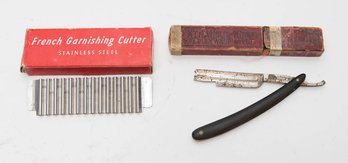 Vintage French Garnishing Cutter And Frank Ellison Razor