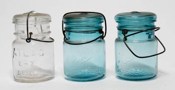 Ball Turquoise Sure Seal And Atlas Clear E-Z Seal Pint Jars