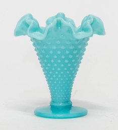 4' Fenton Turquoise Blue Milk Hobnail Vase