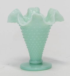 4' Fenton Green Pastel Hobnail Vase