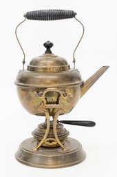 Antique English Brass Tea Kettle With Burner