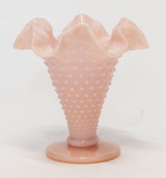 4' Fenton Pink Pastel Hobnail Vase