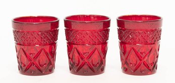 Imperial Cape Cod Ruby Red Shot Glasses (3)