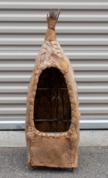 Antique Vintage Hand Crafted Bark Indian Teepee - Wigwam