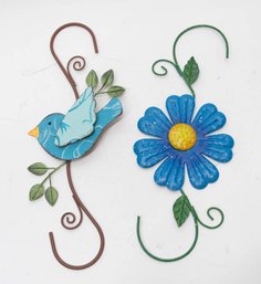 Bluebird And Flower Metal Outdoor Garden Hooks