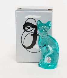 5' Fenton Aquamarine Stylized Cat With Box
