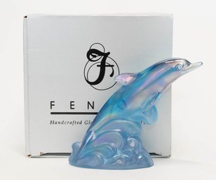 Fenton Ice Blue Dolphin With Box