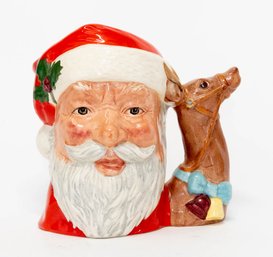 1982 Large Royal Doulton Santa Clause Toby Jug With Reindeer Handle