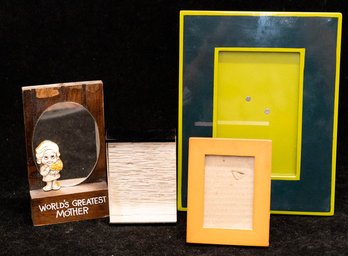 Assorted Picture Frames And World Greatest Mother Vintage Tabletop Mirror