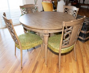 1967 Chromcraft Decorables Kitchen Table (Two Leaves)  With Green Upholstered Chairs