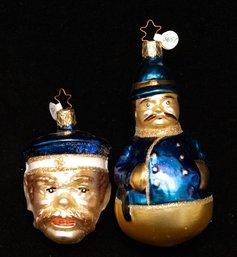 Hand Blown Glass Scottish Policeman And Captain Of The High Sea Ornaments