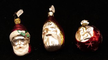 Hand Blown Glass Santas And Angel Ornaments (3)