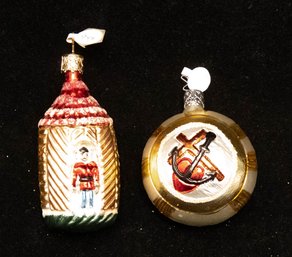 Hand Blown Glass Toy Soldier And Navy Ornaments