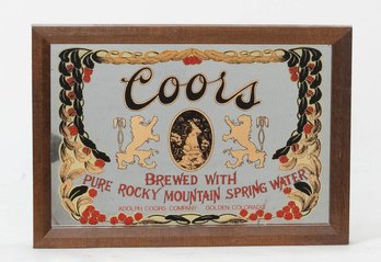 Coors Brewed With Pure Rocky Mountain Spring Water Mirrored Bar Sign
