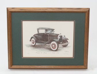 Dyckie Wallace Signed Watercolor Limited Edition Print 190/230 Model A Ford 1931 With COA