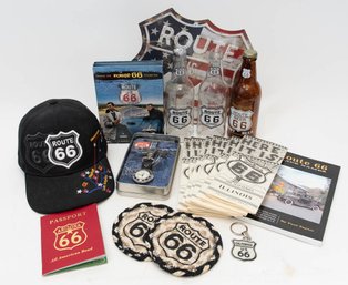 Route 66 Souvenir Items Includes A Har, Soda Bottles And Coasters