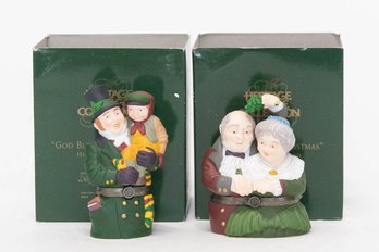 Dept. 56  'god Bless Everyone' And The Spirit Of Christmas' Porcelain Hinged Boxes