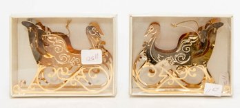 Brass Swan Sleigh Ornaments (2)