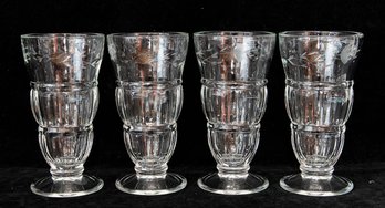 Princess House Heritage Edition Floral Etched Soda Fountain Glasses (4)