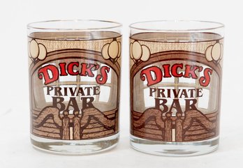 4' Vintage Designers Guild ' Dick's Private Bar' Bar Glasses (2)