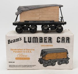 1986 Jim Beam Jersey & Western Railway Lumber Car Whiskey Decanter In Original Box (empty)