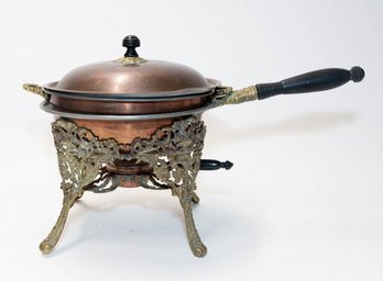5 Piece Brass And Copper Food Warmer Chafing Buffet Set