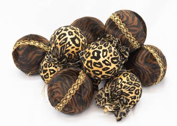 Leopard And Cheetah Print Velvet Ornaments