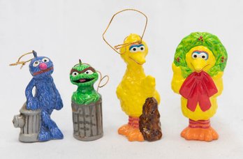 1970s Sesame Street Ornaments Big Bird, Oscar The Grouch And Grover