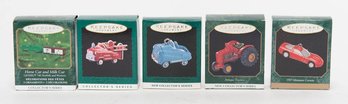 Hallmark Keepsake Minatures 1997 Corvette, Red Tractor, Murray Champion And Fire Truck And Horse And Milk Car