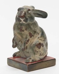 Rare Pompeian Bronze Co. Rabbit Bookend Circa 1922