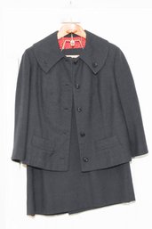 1980s Vintage Women's Charcoal Grey 2pc Skirt Suit
