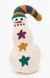 Hooked Rug Snowman With Stars By Sharon Gunderson