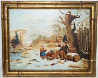 Antique Dutch Oil On Canvas Painting In The Style Of Hieronymus Bosch